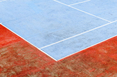 High angle view of empty tennis court