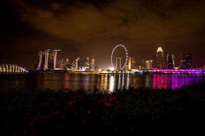 City lit up at night