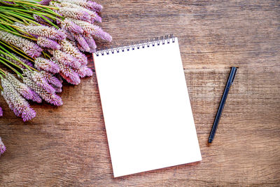High angle view of pen on table