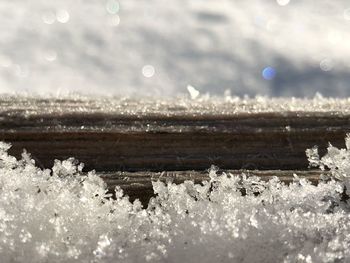 Close-up of frozen water