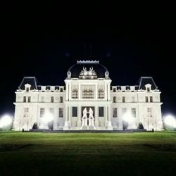 Facade of building at night