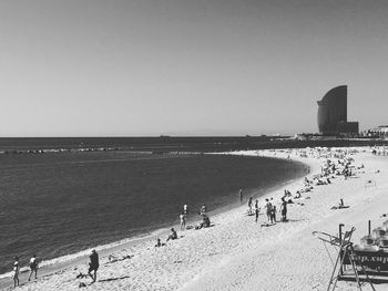 High angle view of people on beach