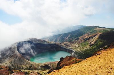 Scenic view of mount zao against sky