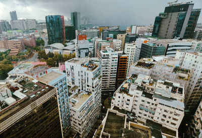 High angle view of buildings in city