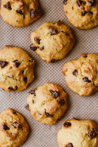 High angle view of cookies