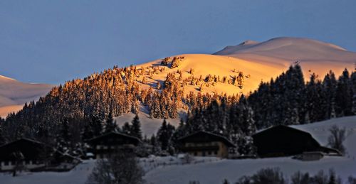 View of snow covered mountain range