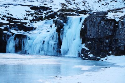 Scenic view of frozen lake during winter