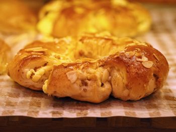 Close-up of breads on table