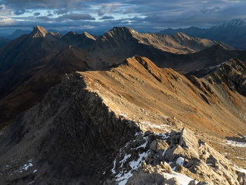 Scenic autumn view of mountains in the morning.