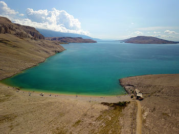 High angle view of beach against sky