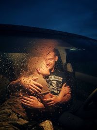 Reflection of woman in water