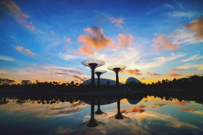 Scenic view of lake at sunset