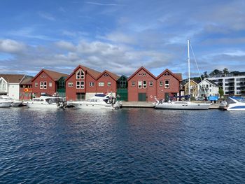 Arriving at the marina in farsund, norway. beatiful day