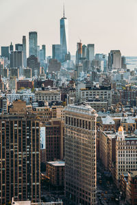 Cityscape against clear sky