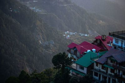 High angle view of buildings in town