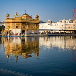 Beautiful view of golden temple - harmandir sahib in amritsar, punjab, india, famous indian sikh