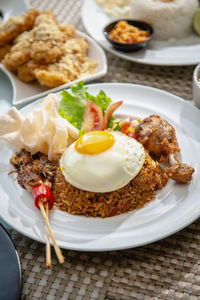 Close-up of food in plate on table