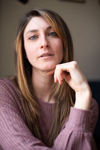 Portrait of beautiful woman at home