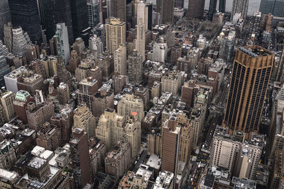 High angle view of modern buildings in city