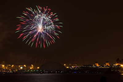 Firework display at night