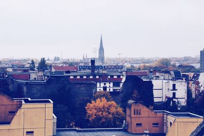 View of town against clear sky