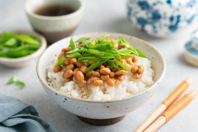 Close-up of food in bowl on table