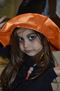Portrait of girl in halloween costumes