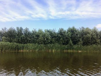 Scenic view of lake against sky