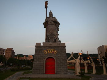 Low angle view of monument against sky