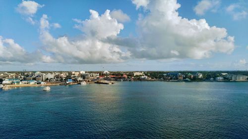 Panoramic view of sea against cloudy sky