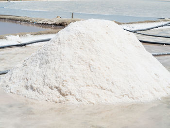 High angle view of snow covered land