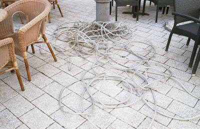 High angle view of chairs