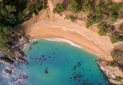 High angle view of blue sea