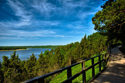 Scenic view of lake by trees against sky