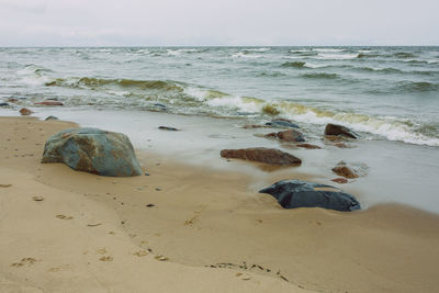Scenic view of beach against sky
