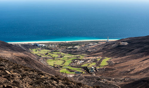 High angle view of beach against sky