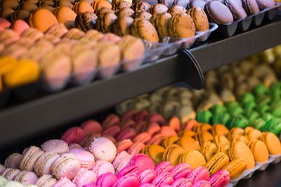 Close-up of multi colored vegetables for sale in market