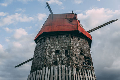 Low angle view of old building against sky