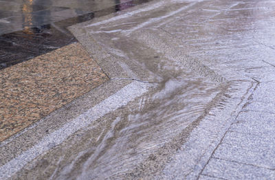 High angle view of wet street