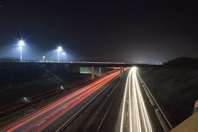 Light trails on highway at night