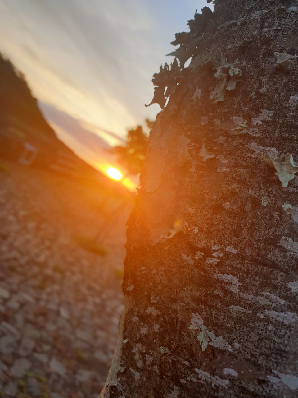 CLOSE-UP OF ROCKS AGAINST SKY DURING SUNSET