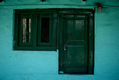 Closed door of old building