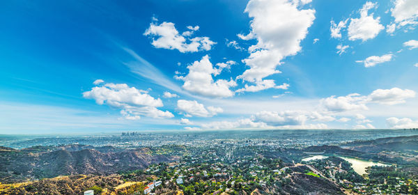 Aerial view of townscape against sky