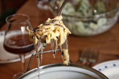 High angle view of ice cream on table