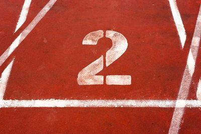 High angle view of basketball court