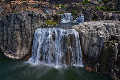 Low angle view of waterfall