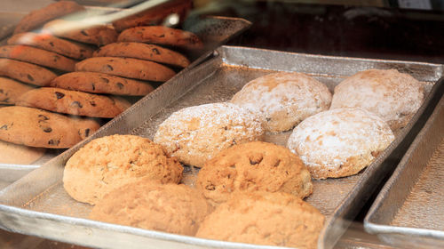 Close-up of cookies for sale at store