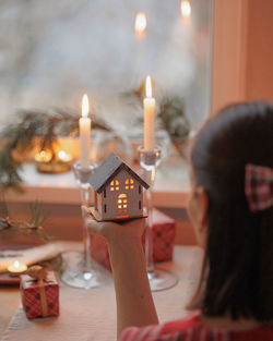 Close-up of illuminated candles