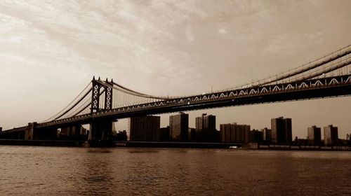 Suspension bridge over river