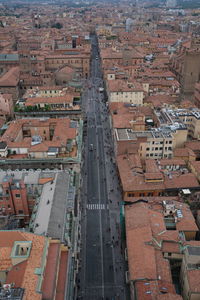 High angle view of buildings in city